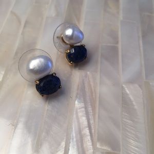 Ann Taylor Pearl and Blue Stone Earrings